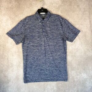Fresca Polo Shirt Men Medium Blue Space Dye Short Sleeve Collared Casual Melange